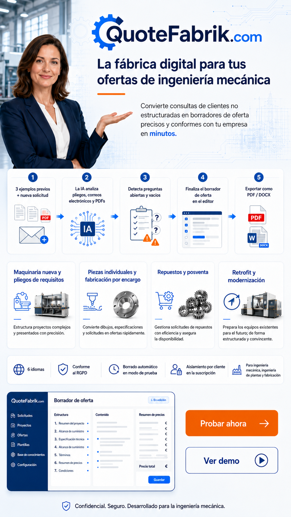 QuoteFabrik explica la creación de ofertas con IA para ingeniería mecánica y fabricación